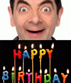 Plantilla para crear una tarjeta de cumpleaños personalizable con tu foto, con velas con el texto Happy Birthday