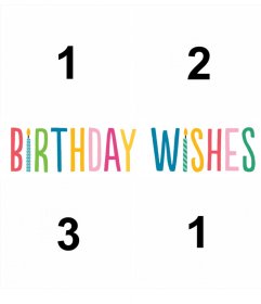 Collage de BIRTHDAY WISHES para cuatro fotos y celebrar tu cumpleaños
