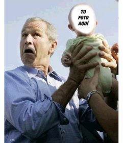 Edita este divertido fotomontaje con George Bush y un bebe