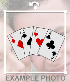 Sticker de jugada de poker con cartas de As para poner en tus fotos