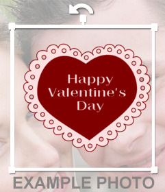 Corazón con la frase Feliz San Valentín para insertar en tus fotos online