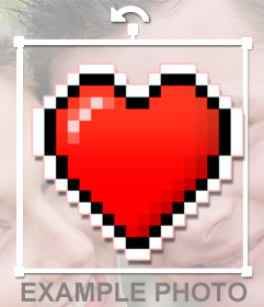 Pegatina de un corazón pixelado para poner en tu foto online