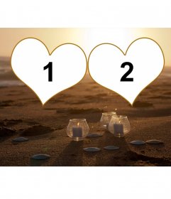 Collage de amor para dos fotos en la arena 