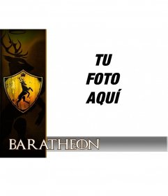 Fotomontaje con el escudo de la casa Baratheon 