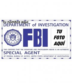 Fotomontaje de placa de identificación de FBI