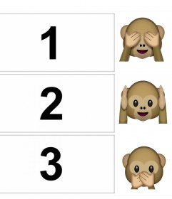 Foto collage para editar y decorar con los emojis de los tres monos