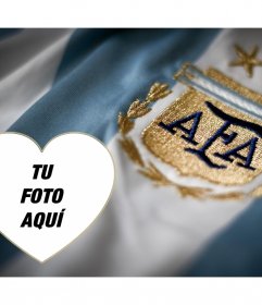 Fotomontaje con la camisa de fútbol de Argentina y añadir tu foto en un corazón