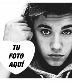 Fotomontaje de Justin Bieber en blanco y negro para tu foto