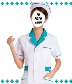 Fotomontaje para convertirte en una enfermera en uniforme clásico