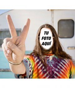 Fotomontaje para poner tu rostro en un hippie con una caravana