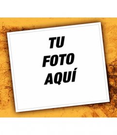 Montaje fotográfico para fotos grandes añadiendo un marco blanco sobre un fondo naranja grunge