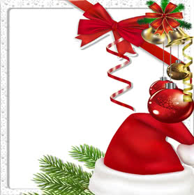 Marco de Navidad decorado con un gorro de Santa Claus