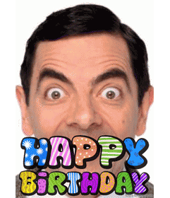 Fotomontaje para postal de cumpleaños con texto Happy Birthday animado