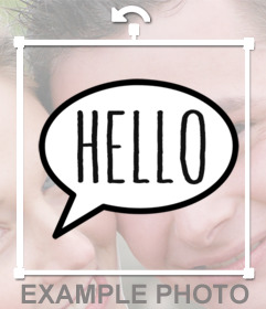 Sticker online para pegar en tus fotos un globo de diálogo con la palabra HELLO