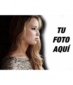 Fotomontaje con Jennifer Lawrence al lado, mirando de perfil