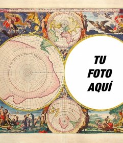 Pon tu foto en un mapa del mundo antiguo