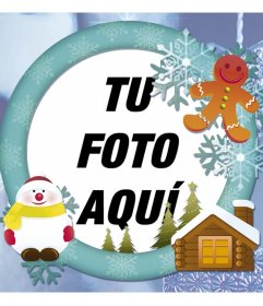 Marco de fotos online con nieve para tu postal de navidad
