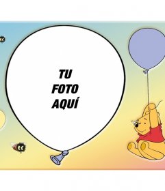 Tarjeta de cumpleaños con Winnie the Poh en la que puedes poner una foto dentro de un globo