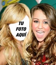 Fotomontaje donde podrás poner tu cara en Ashley Tisdale junto a Miley Cyrus