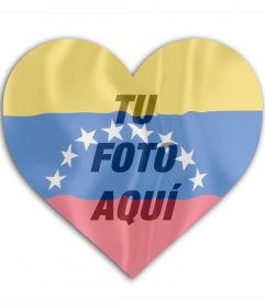 Montaje en forma de corazón de la bandera de Venezuela para poner en tu foto de