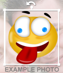 Sticker para fotos de smiley loco sacando la lengua