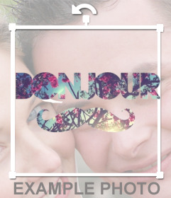 Pegatina de un bigote con el texto Bonjour 