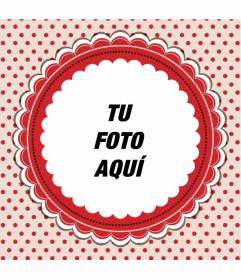Decora tus fotos con este marco cuadrado estilo retro rojo, blanco y salmón