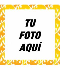 Marco para fotos cuadrado con fuego amarillo y naranja en mosaico