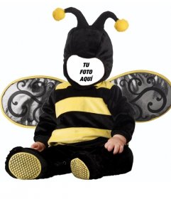 Fotomontaje infantil de bebé disfrazado de abeja para modificar