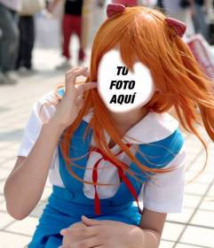 Fotomontaje de una chica cosplay vestida como los dibujos manga 