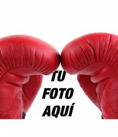 Fotomontaje con unos guantes de boxeo rojos para poner tu foto de fondo como si fueras boxeador