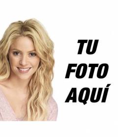 Fotomontaje con Shakira rubia con el pelo largo ondulado para poner tu foto y texto