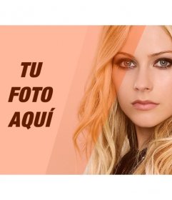 Crea un collage con Avril Lavigne y una foto tuya para editar con un filtro decorativo naranja