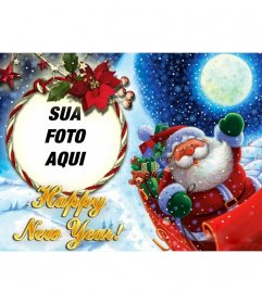 Molduras para fotos com Papai Noel carregadas de presentes - Fotoefeitos Molduras para fotos com Papai Noel carregadas de presentes - Fotoefeitos
