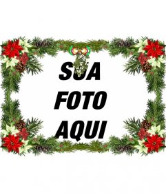 Moldura para fotos em forma de ornamento redondo de Natal - Fotoefeitos