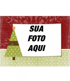 Cartão de Natal para personalizar com uma foto de sua escolha com enfeite de árvore com uma estrela