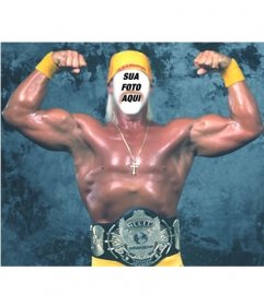 Fotomontagem para colocar um rosto no corpo de Hulk Hogan mostrando sua força