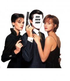 Fotomontagem de Pierce Brosnan como James Bond 007. Coloque sua foto no famoso espião