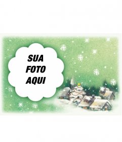 Cartão postal de felicitar o Natal com neve de Natal paisagem de fundo
