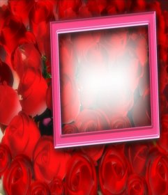 Foto de cartão para os amantes, fundo rosa e moldura rosa