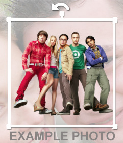 Os personagens Big Bang Theory posar para suas fotos com esta etiqueta