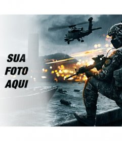 Battlefield video game fotomontagem com sua foto