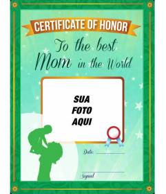 Diploma certificado como a melhor mãe do mundo