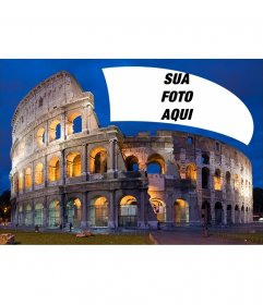 Cartão com o Coliseu de Roma com sua foto