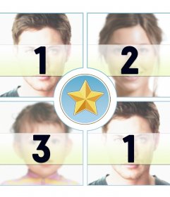 Criar uma colagem de quatro fotos com uma estrela