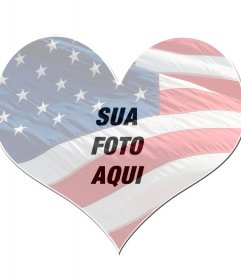 Em forma de coração moldura exibindo a bandeira dos EUA