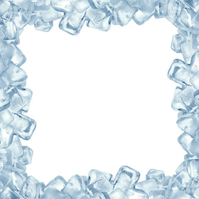 Frame da foto feito com cubos de gelo
