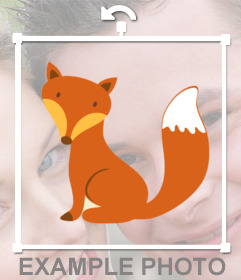 Etiqueta adorável de uma pequena raposa sentada para adicionar em sua foto