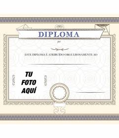 Diploma personalizável de uma conquista, orgulhosamente apresentado à pessoa que você quer em que você pode colocar uma foto e texto