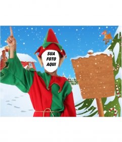 Fotomontagem e cartaz Elf para enviar como cartão de Natal
